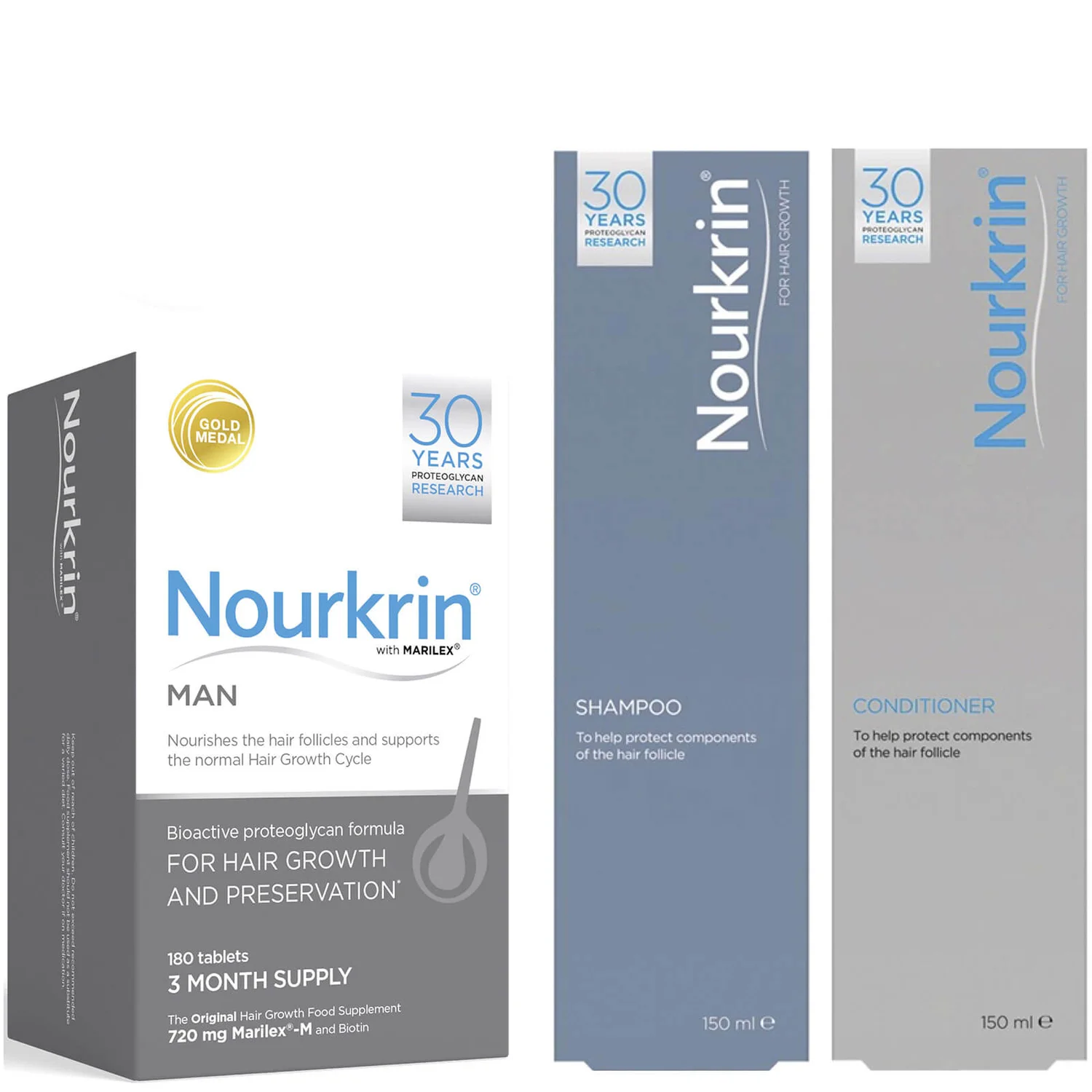 Nourkrin Man For Hair Preservation 12 Month Bundle With Shampoo And Conditioner X4 (Worth £623.56)